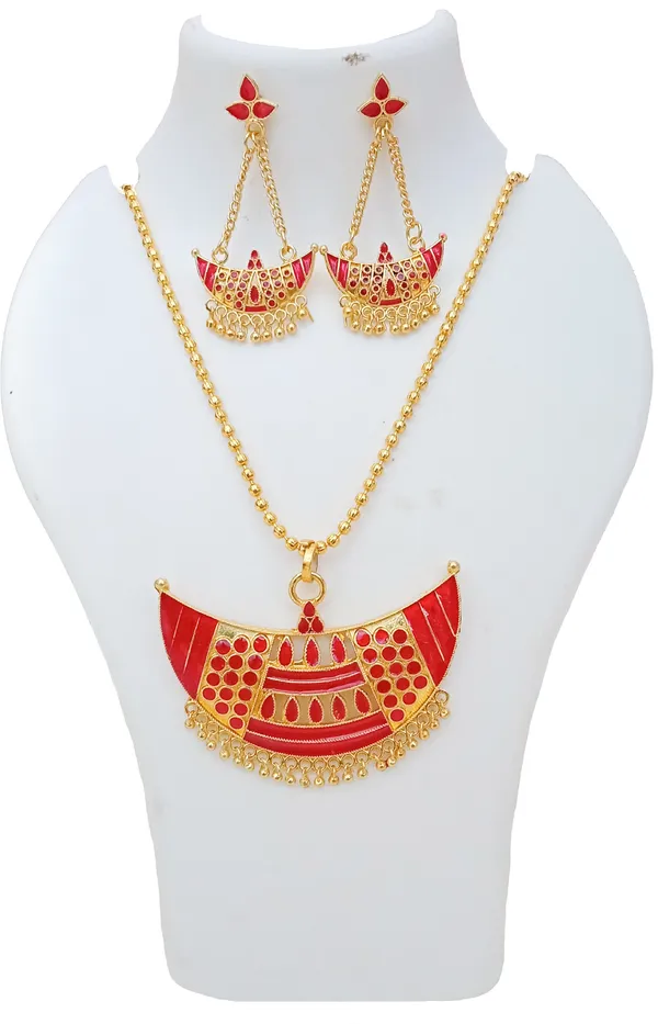 Assamese_Traditional_Red_Joonbiri_Jewellery_Set_For_Women
